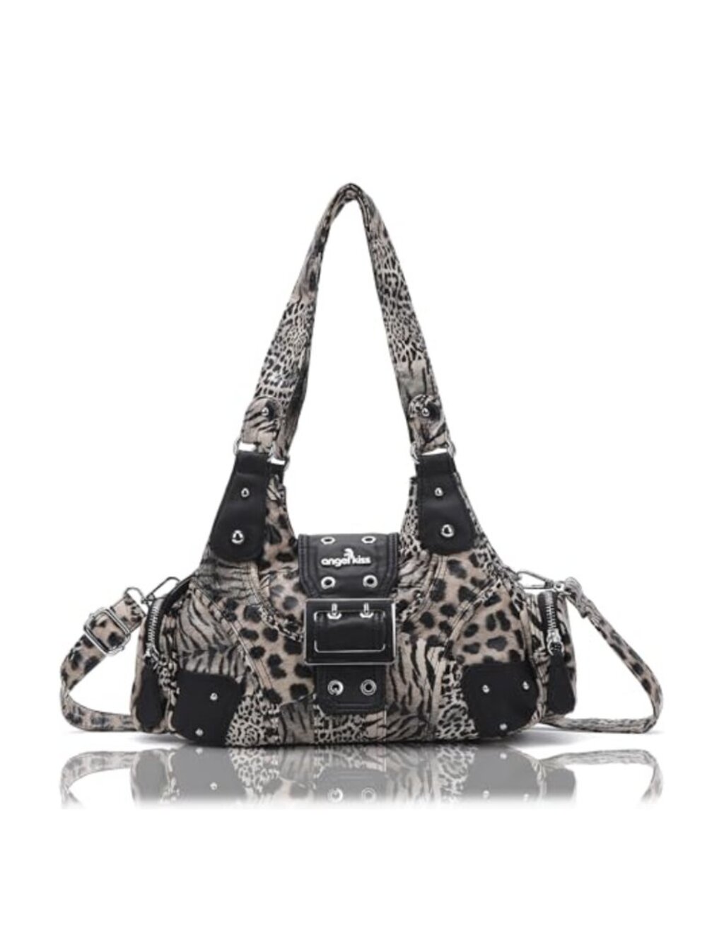 Vegan Leather Hobo Shoulder Bag Multi-Pocket Crossbody Handbag
